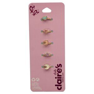 Claires Club Girls Ring Set of 5 Enamel Rings Adjustable Heart Star Moon Crown